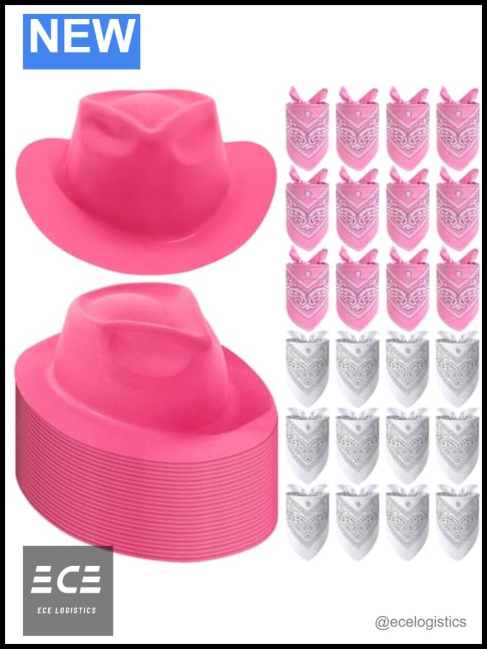 48 Pack Cowboy Hats & Bandanas Set Kids Felt Costume Party Accessories
